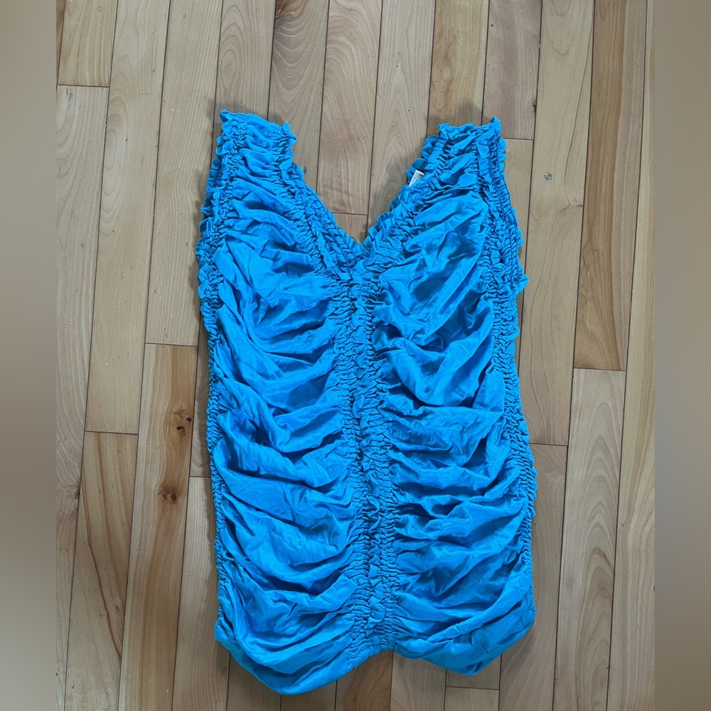 Orage Vibrant Blue Ruched Blouse